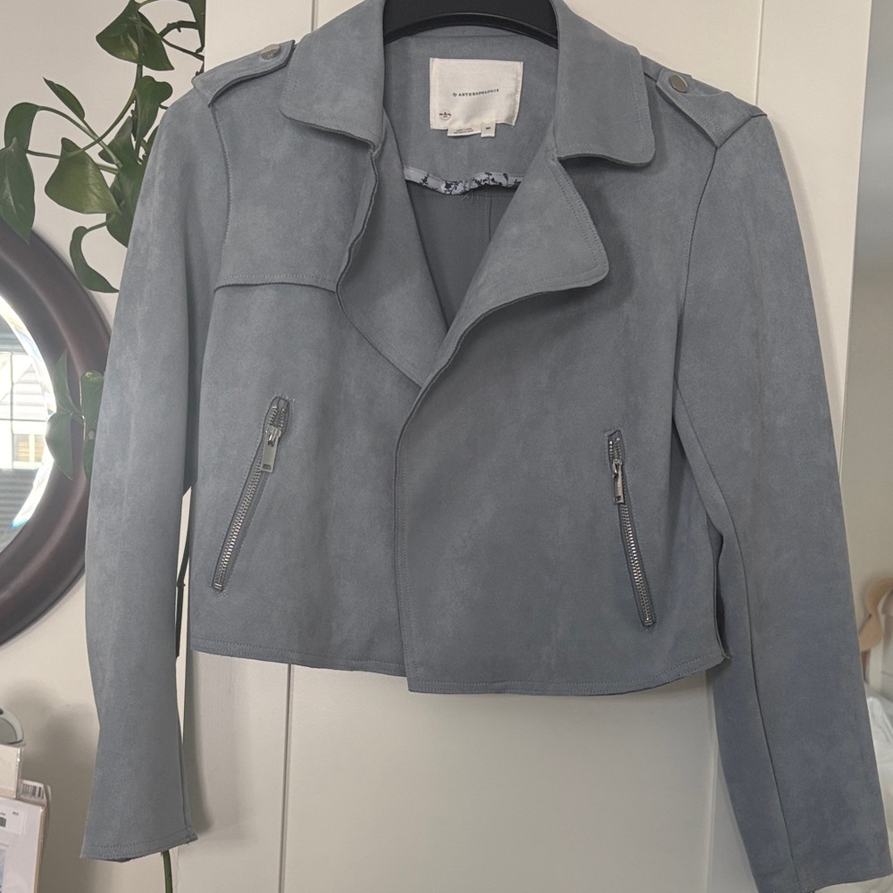 Anthropologie Light Gray soft suede Jacket